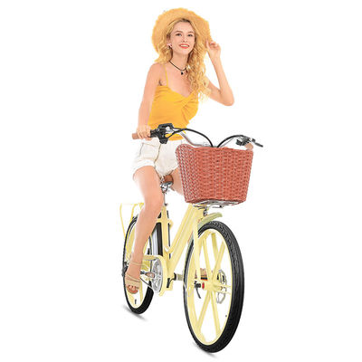 Xe đạp điện nữ 250w có giỏ 48T Khung Alu, Xe đạp điện nữ 24x1.75